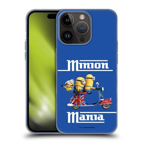 Minions Minion British Invasion Union Jack Scooter Soft Gel Case for Apple iPhone 15 Pro