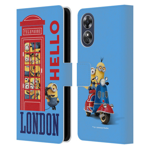Minions Minion British Invasion Telephone Booth Leather Book Wallet Case Cover For OPPO A17