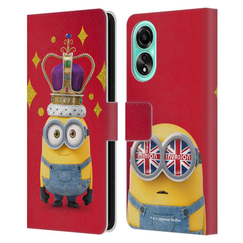 Minions Minion British Invasion Bob Crown Leather Book Wallet Case Cover For OPPO A78 5G
