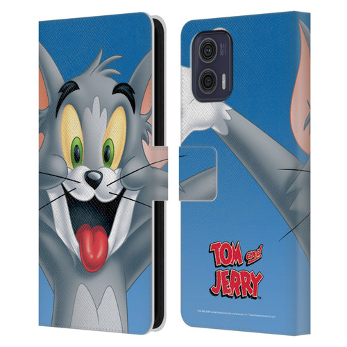 Tom and Jerry Full Face Tom Leather Book Wallet Case Cover For Motorola Moto G73 5G
