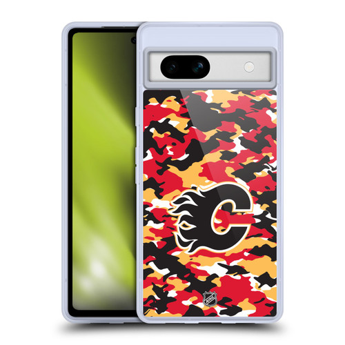 NHL Calgary Flames Camouflage Soft Gel Case for Google Pixel 7a