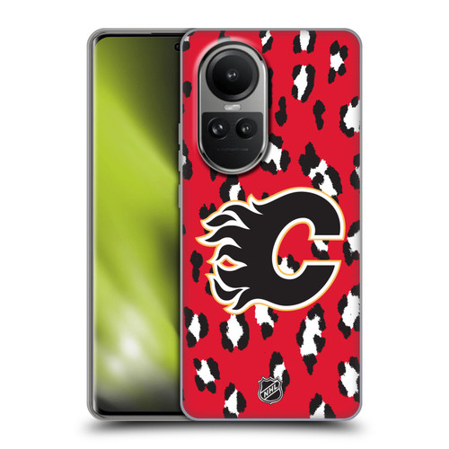 NHL Calgary Flames Leopard Patten Soft Gel Case for OPPO Reno10 5G / Reno10 Pro 5G