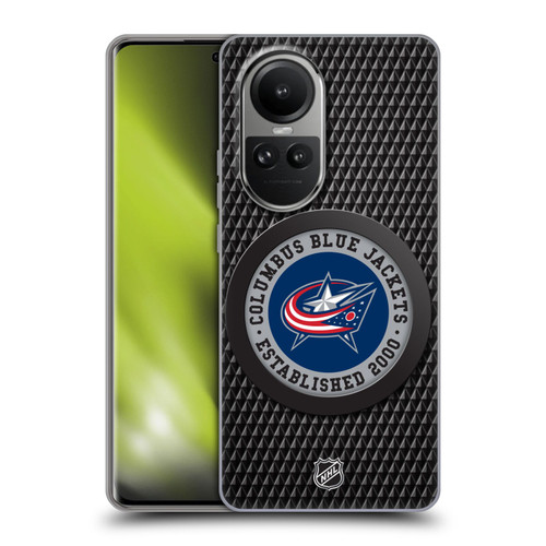 NHL Columbus Blue Jackets Puck Texture Soft Gel Case for OPPO Reno10 5G / Reno10 Pro 5G