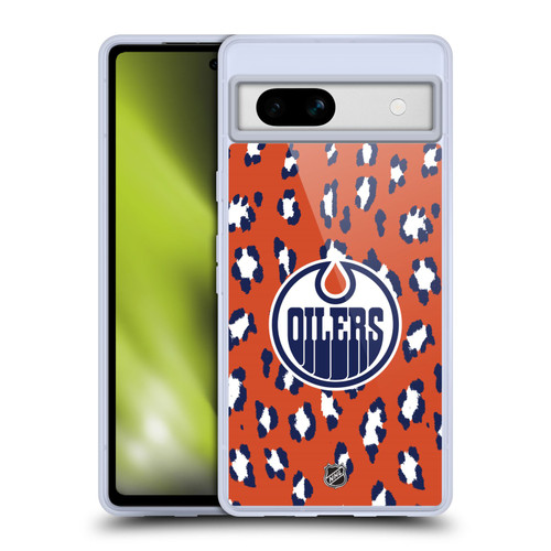 NHL Edmonton Oilers Leopard Pattern Soft Gel Case for Google Pixel 7a