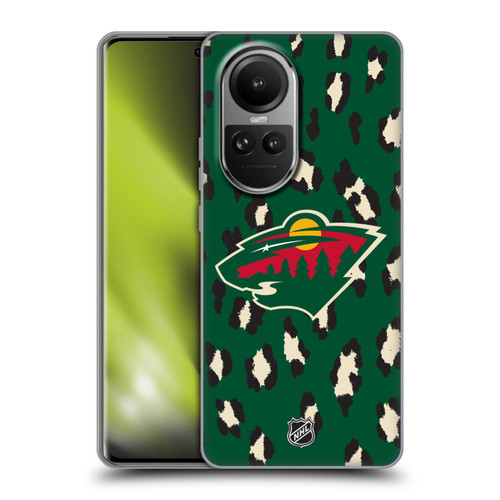 NHL Minnesota Wild Leopard Pattern Soft Gel Case for OPPO Reno10 5G / Reno10 Pro 5G