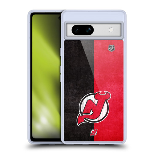 NHL New Jersey Devils Half Distressed Soft Gel Case for Google Pixel 7a