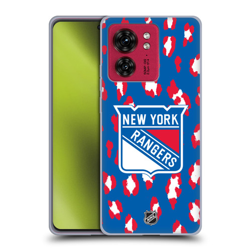 NHL New York Rangers Leopard Patten Soft Gel Case for Motorola Moto Edge 40