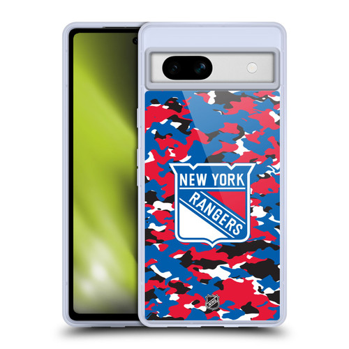 NHL New York Rangers Camouflage Soft Gel Case for Google Pixel 7a