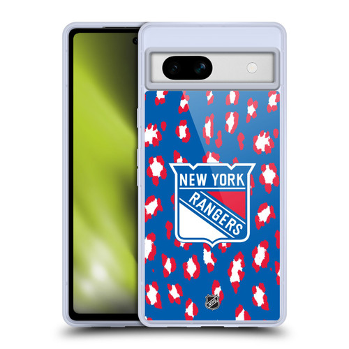 NHL New York Rangers Leopard Pattern Soft Gel Case for Google Pixel 7a