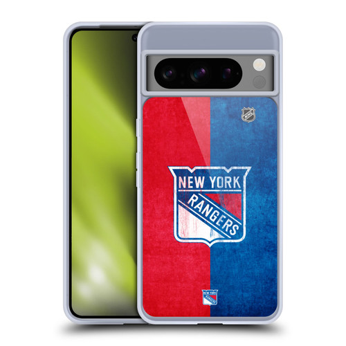 NHL New York Rangers Half Distressed Soft Gel Case for Google Pixel 8 Pro