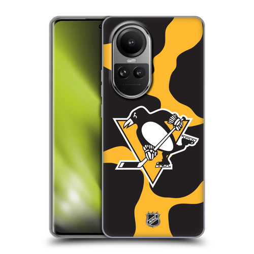 NHL Pittsburgh Penguins Cow Pattern Soft Gel Case for OPPO Reno10 5G / Reno10 Pro 5G