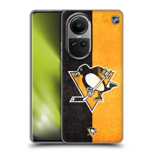 NHL Pittsburgh Penguins Half Distressed Soft Gel Case for OPPO Reno10 5G / Reno10 Pro 5G