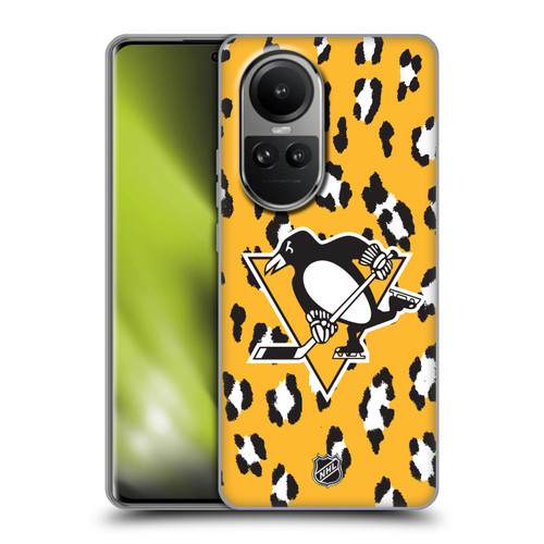 NHL Pittsburgh Penguins Leopard Pattern Soft Gel Case for OPPO Reno10 5G / Reno10 Pro 5G