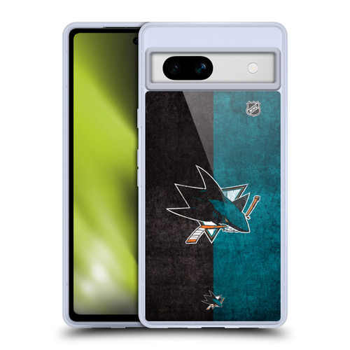 NHL San Jose Sharks Half Distressed Soft Gel Case for Google Pixel 7a