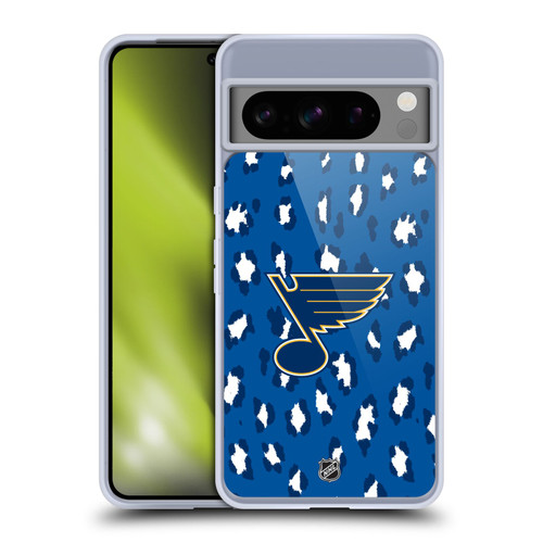 NHL St Louis Blues Leopard Pattern Soft Gel Case for Google Pixel 8 Pro