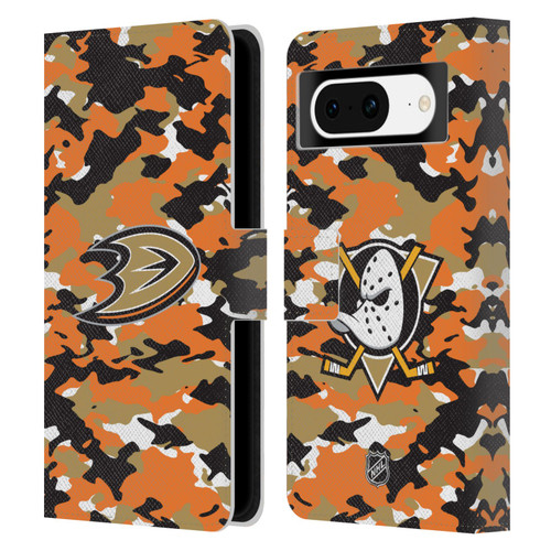 NHL Anaheim Ducks Camouflage Leather Book Wallet Case Cover For Google Pixel 8