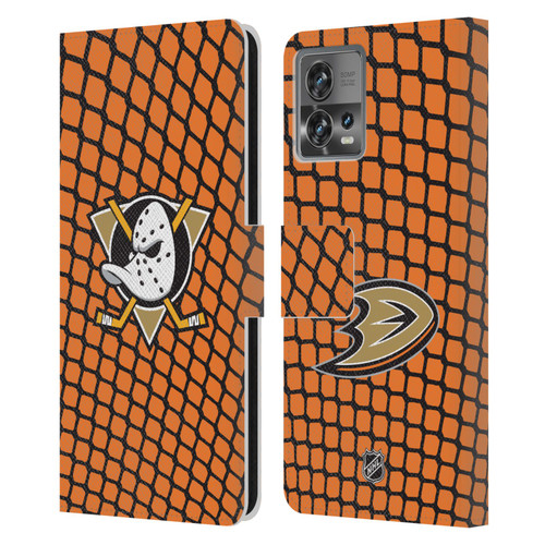 NHL Anaheim Ducks Net Pattern Leather Book Wallet Case Cover For Motorola Moto Edge 30 Fusion