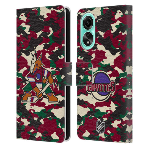 NHL Arizona Coyotes Camouflage Leather Book Wallet Case Cover For OPPO A78 4G