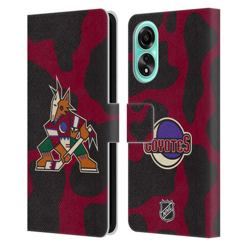 NHL Arizona Coyotes Cow Pattern Leather Book Wallet Case Cover For OPPO A78 4G