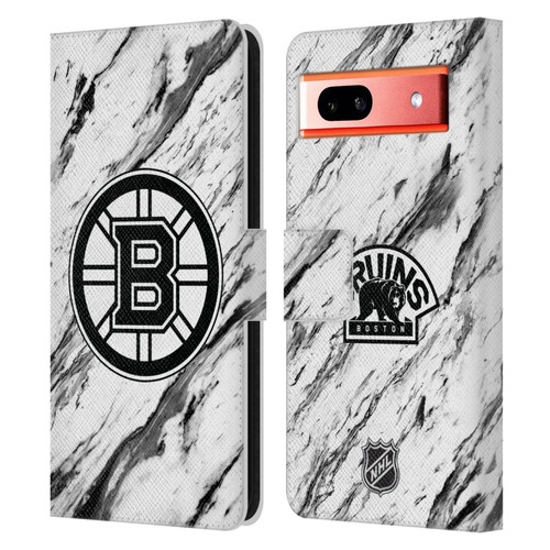 NHL Boston Bruins Marble Leather Book Wallet Case Cover For Google Pixel 7a