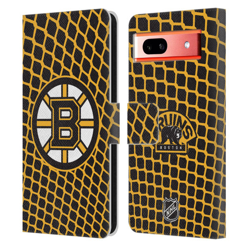NHL Boston Bruins Net Pattern Leather Book Wallet Case Cover For Google Pixel 7a