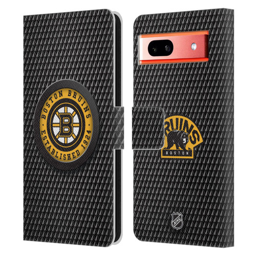 NHL Boston Bruins Puck Texture Leather Book Wallet Case Cover For Google Pixel 7a