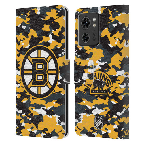 NHL Boston Bruins Camouflage Leather Book Wallet Case Cover For Motorola Moto Edge 40