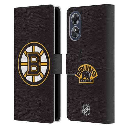 NHL Boston Bruins Plain Leather Book Wallet Case Cover For OPPO A17
