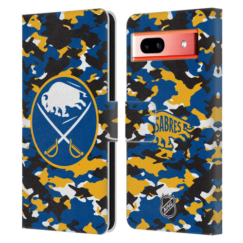 NHL Buffalo Sabres Camouflage Leather Book Wallet Case Cover For Google Pixel 7a