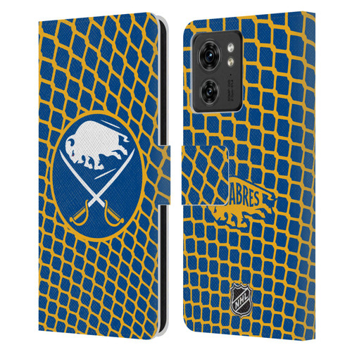 NHL Buffalo Sabres Net Pattern Leather Book Wallet Case Cover For Motorola Moto Edge 40