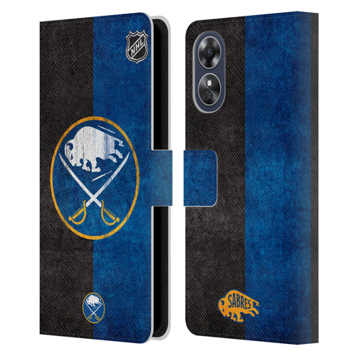 NHL Buffalo Sabres Half Distressed Leather Book Wallet Case Cover For OPPO A17