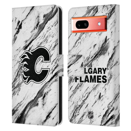 NHL Calgary Flames Marble Leather Book Wallet Case Cover For Google Pixel 7a