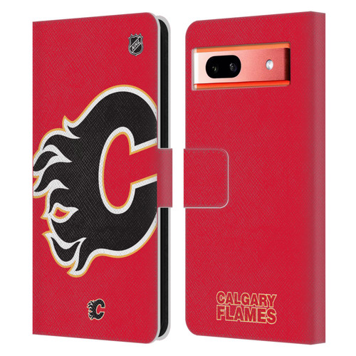 NHL Calgary Flames Oversized Leather Book Wallet Case Cover For Google Pixel 7a