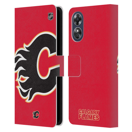 NHL Calgary Flames Oversized Leather Book Wallet Case Cover For OPPO A17