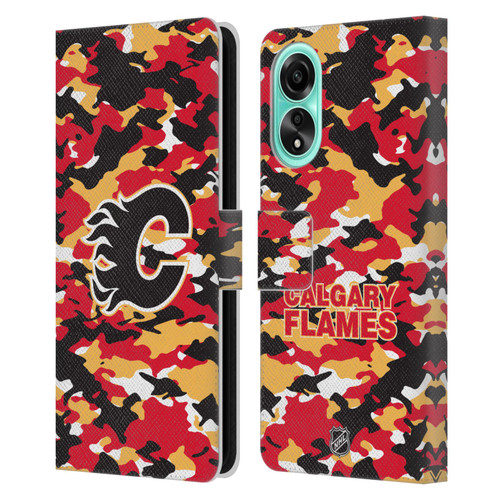 NHL Calgary Flames Camouflage Leather Book Wallet Case Cover For OPPO A78 4G