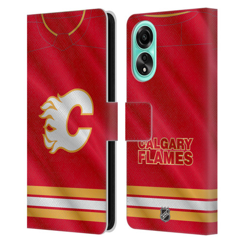 NHL Calgary Flames Jersey Leather Book Wallet Case Cover For OPPO A78 4G