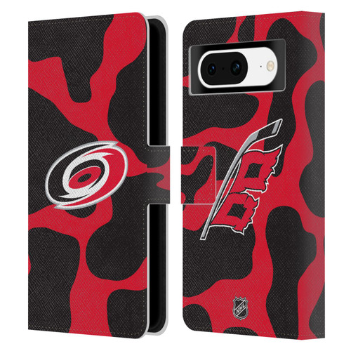 NHL Carolina Hurricanes Cow Pattern Leather Book Wallet Case Cover For Google Pixel 8