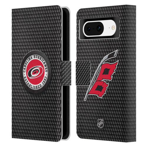 NHL Carolina Hurricanes Puck Texture Leather Book Wallet Case Cover For Google Pixel 8