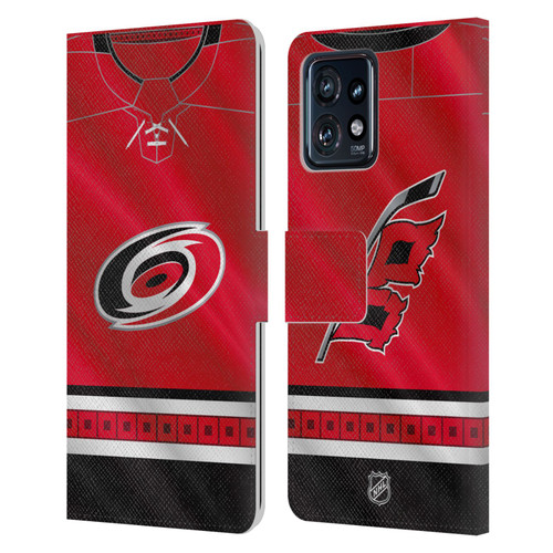 NHL Carolina Hurricanes Jersey Leather Book Wallet Case Cover For Motorola Moto Edge 40 Pro