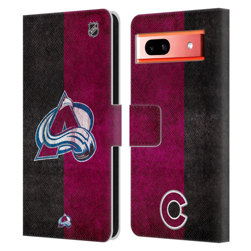 NHL Colorado Avalanche Half Distressed Leather Book Wallet Case Cover For Google Pixel 7a