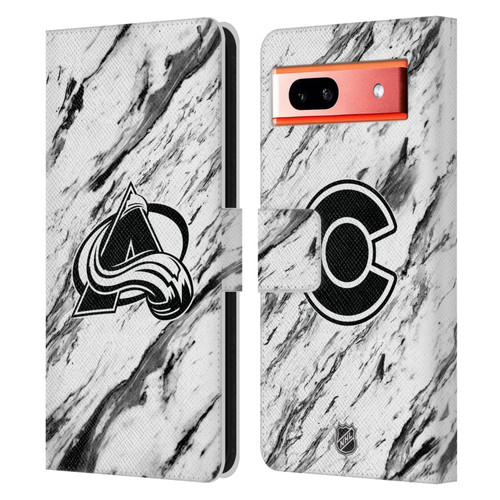 NHL Colorado Avalanche Marble Leather Book Wallet Case Cover For Google Pixel 7a