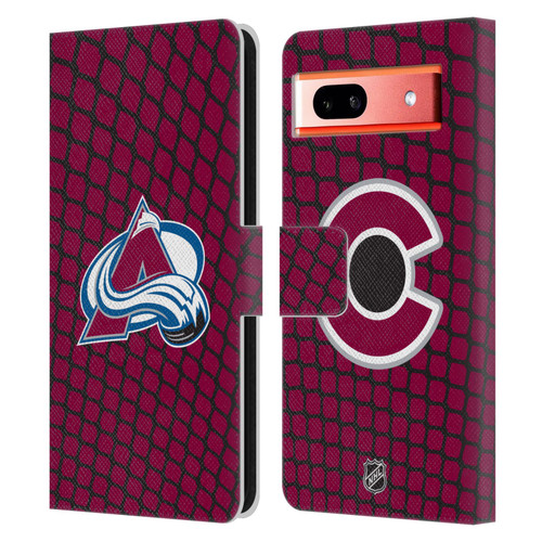 NHL Colorado Avalanche Net Pattern Leather Book Wallet Case Cover For Google Pixel 7a