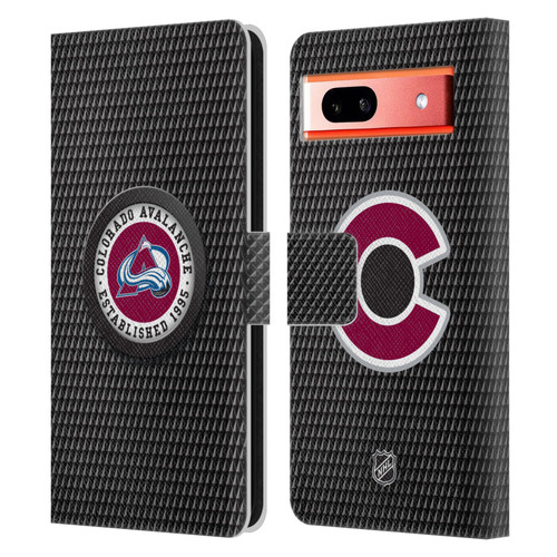 NHL Colorado Avalanche Puck Texture Leather Book Wallet Case Cover For Google Pixel 7a