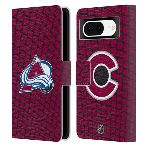 NHL Colorado Avalanche Net Pattern Leather Book Wallet Case Cover For Google Pixel 8