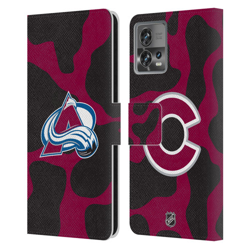 NHL Colorado Avalanche Cow Pattern Leather Book Wallet Case Cover For Motorola Moto Edge 30 Fusion