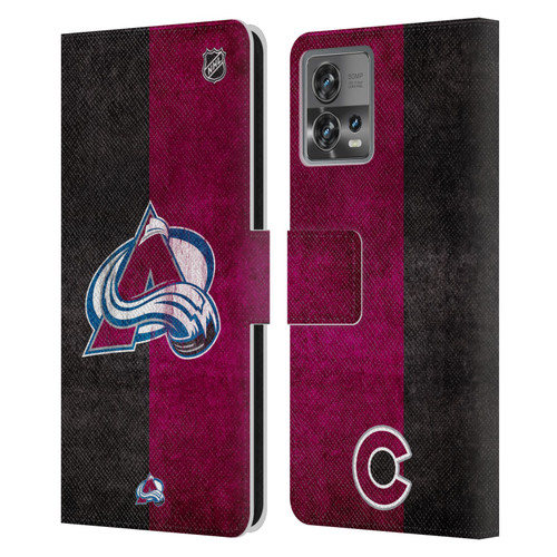 NHL Colorado Avalanche Half Distressed Leather Book Wallet Case Cover For Motorola Moto Edge 30 Fusion