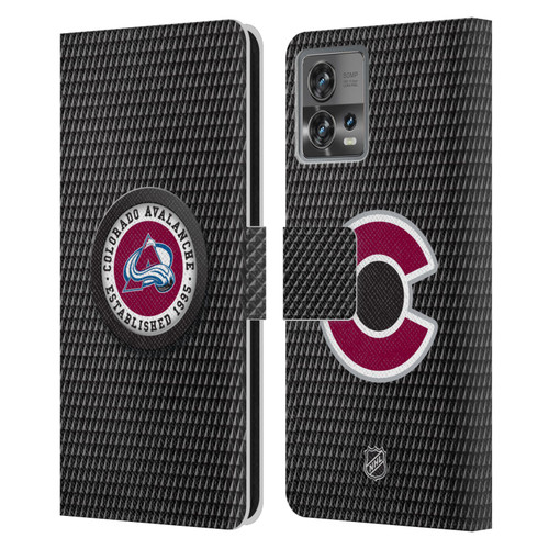 NHL Colorado Avalanche Puck Texture Leather Book Wallet Case Cover For Motorola Moto Edge 30 Fusion