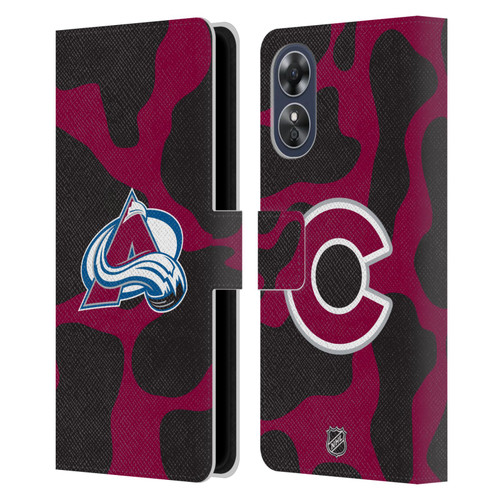 NHL Colorado Avalanche Cow Pattern Leather Book Wallet Case Cover For OPPO A17