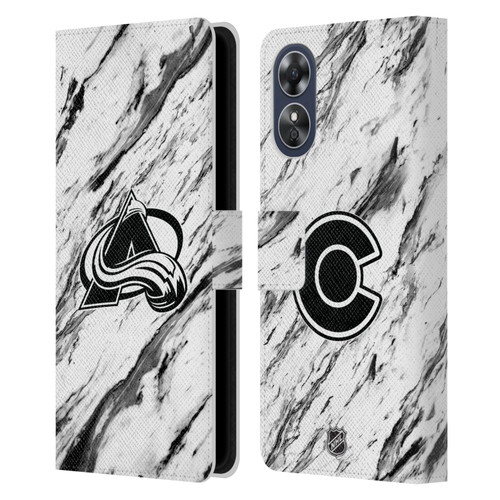 NHL Colorado Avalanche Marble Leather Book Wallet Case Cover For OPPO A17