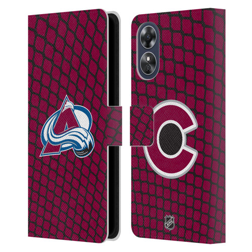 NHL Colorado Avalanche Net Pattern Leather Book Wallet Case Cover For OPPO A17